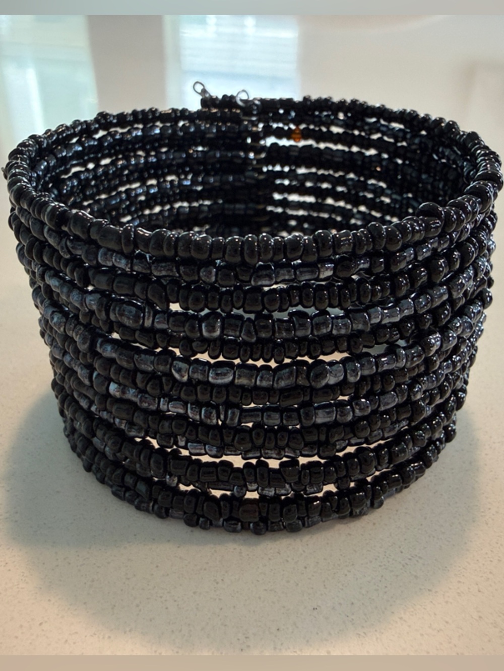 Black Beaded Coil Bracelet